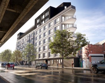  A rendering for 69-unit The Vertex property at 280 Meeker Avenue in East Williamsburg, Brooklyn. 