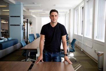 Chase Garbarino, co-founder and CEO of HqO, at the company's Boston headquarters. 