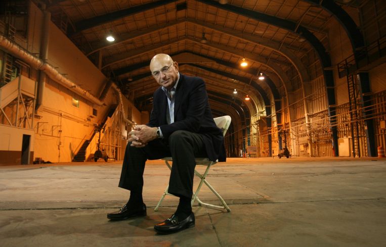Developer Wayne Ratkovich in 2010 pose in the former Howard Hughes hangars that he bought in Playa Vista. The Ratkovich Company has since redeveloped the site, and its main tenant today is Google.