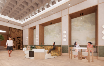 The new lobby of One Glover.
