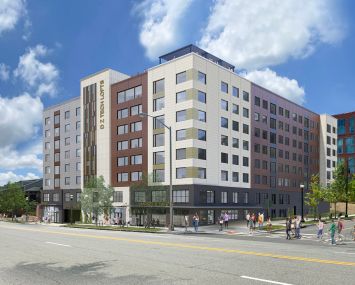 Rendering of the DZ Tech Community, a 300-bed student housing project near Georgia Tech University.