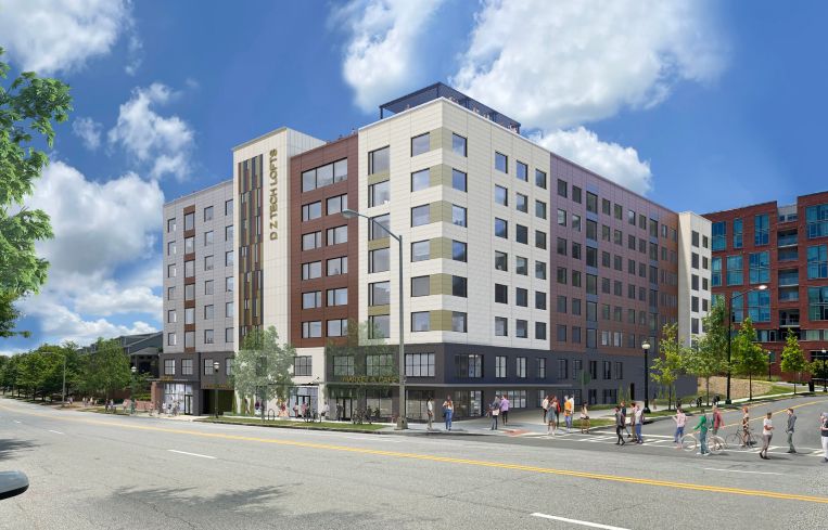 Rendering of the DZ Tech Community, a 300-bed student housing project near Georgia Tech University.