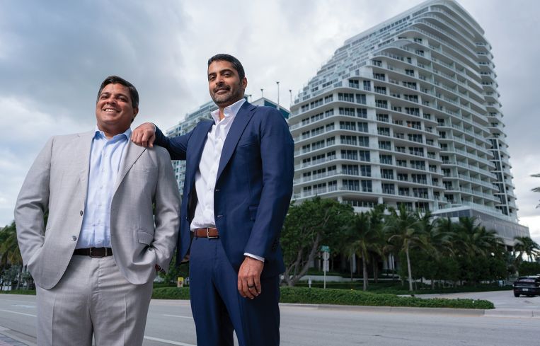 Dev and Nitin Motwani outside of the Four Seasons Fort Lauderdale