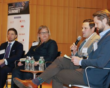 Alex Gulagaci, Laura Bush, Ben Rodney, and Maxwell Hatfield-Biondo speak at Commercial Observer's Fall Design & Construction Forum.