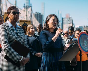 City Councilmember Julie Won announces a study to rezone some industrial parts of Long Island City, Queens.