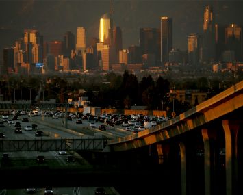 The sun sets after in the Los Angeles Basin on Oct. 4, 2023.