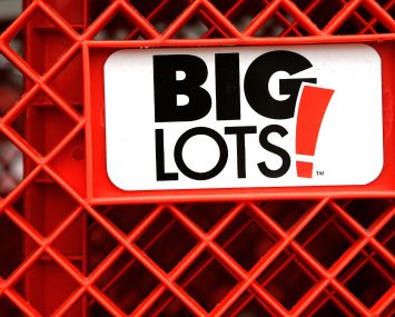 Big Lots' logo on one of the store's shopping carts.