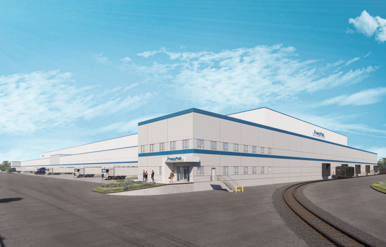 Rendering of a a 282,000-square-foot cold-storage facility outside Houston.