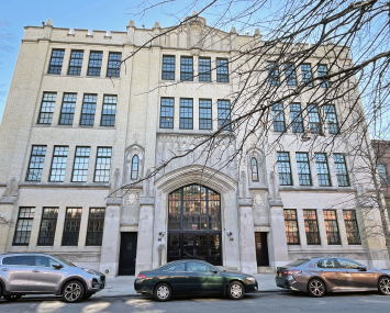 The 46-unit apartment building at 180 Bainbridge Street was formerly Holary Rosary Catholic School. 