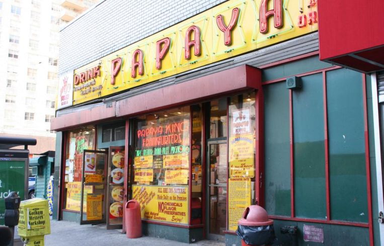 A hotdog restaurant in Manhattan.