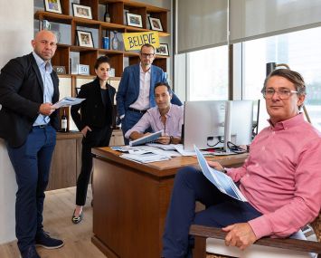 From left to right: Job Warshaw, Adrienne Coyle, Adam Behlman, Jeff DiModica and Natan Bresler