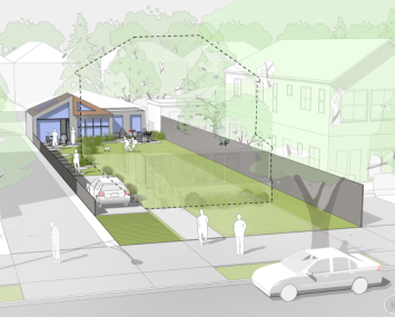 An illustration of an accessory dwelling unit in a backyard from the NYC Department of City Planning.