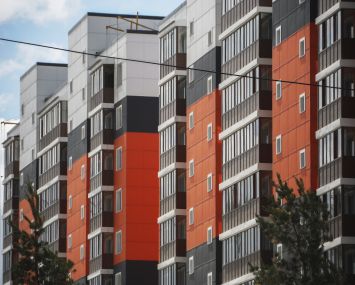 Apartment building. Contemporary architecture. Multistory building. Apartment building.
