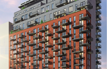A previous rendering for a 19-story residential tower that was completed in mid-2023. 