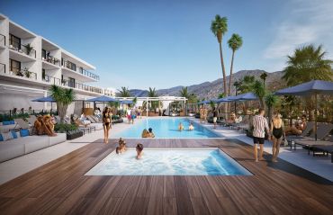 A rendering for Hall Group's 168-key Thompson Palm Springs hotel. 