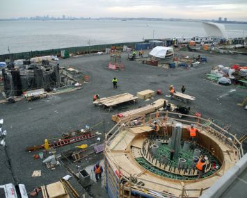 The foundation of the New York Wheel site in 2018.