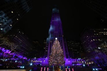 The Christmas tree in Rockefeller Center.