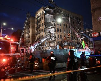 Emergency responders surround 1915 Billingsley Terrace in the Bronx.
