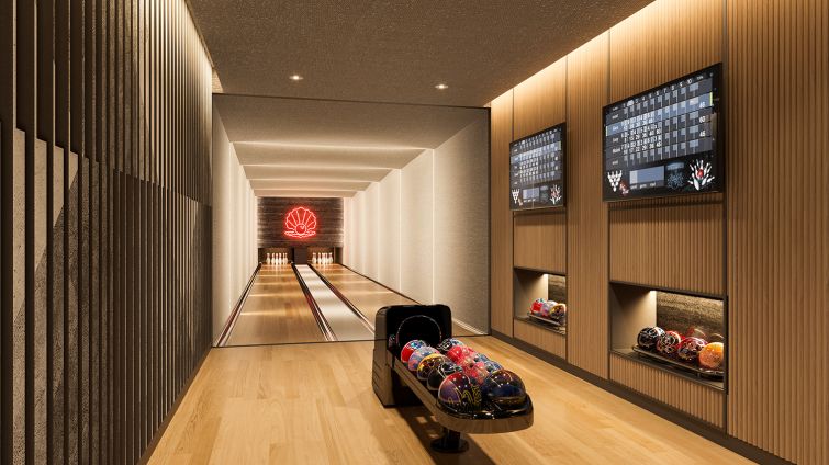 The building will also have a small bowling alley for tenants.