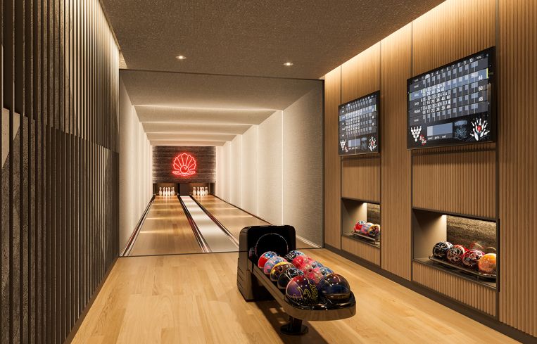 The building will also have a small bowling alley for tenants.