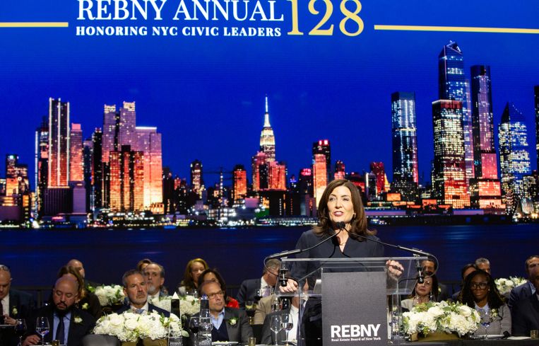 Gov. Kathy Hochul speaks at REBNY's 128th annual gala.