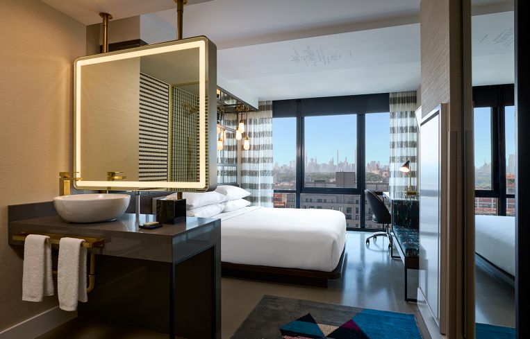 The hotel operated by Renaissance has rooms with Jazz Age design motifs and quotes on the walls and ceilings from Harlem Renaissance writers like Langston Hughes.