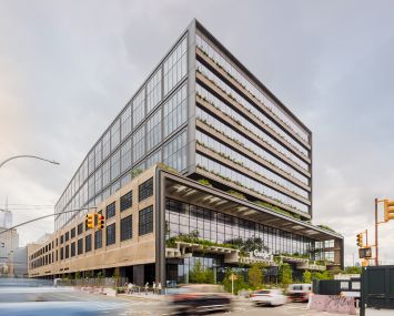 The new 1.7-million-square-foot Google office at St John's Terminal features an eight story addition stacked on top of the original four-story freight terminal.