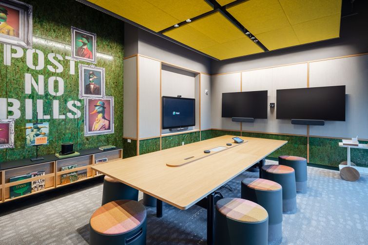 Another unusual New York City themed conference room, this time referencing street art on a construction wall.
