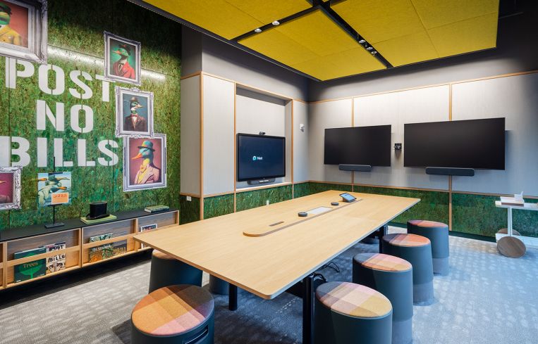 Another unusual New York City themed conference room, this time referencing street art on a construction wall.