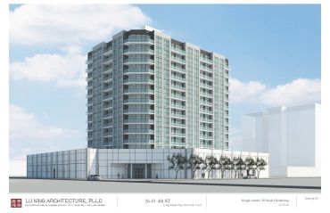 A rendering for the 13-story condo project at 26-01 Fourth Street in Astoria, Queens. 