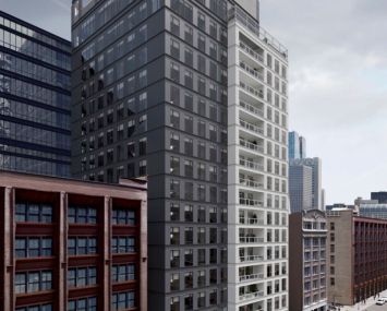 A rendering for the117-unit 633 S. LaSalle residential tower slated for completion in late 2024.