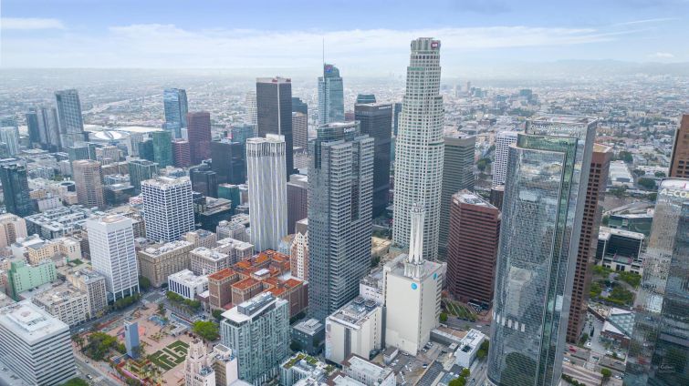 The Gas Company Tower is in the middle of Downtown Los Angeles, with Deloitte across the top.