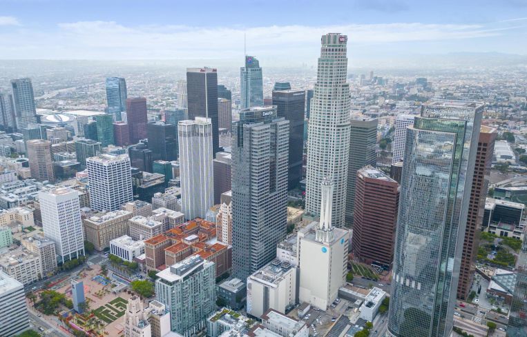 The Gas Company Tower is in the middle of Downtown Los Angeles, with Deloitte across the top.