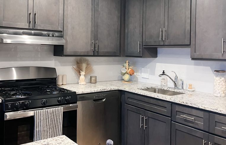 Images of a model apartment at the new Victoria Theater residential tower, half of which is affordable housing.