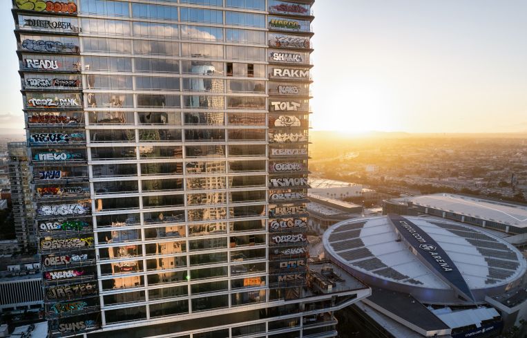 Construction on Oceanwide Plaza, a $1 billion mixed-use retail and luxury apartments project with three towering unfinished structures, stalled in January 2019 after the Beijing-based developer lacked the funds to complete it.