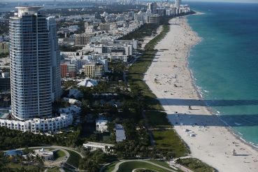MIAMI BEACH, FL - APRIL 05:  Condo buildings are seen April 5, 2016 in Miami Beach, Florida. A report by the International Consortium of Investigative Journalists referred to as the 'Panama Papers,' based on information anonymously leaked from the Panamanian law firm Mossack Fonesca, indicates possible connections between condo purchases in South Florida and money laundering.  (Photo by Joe Raedle/Getty Images)