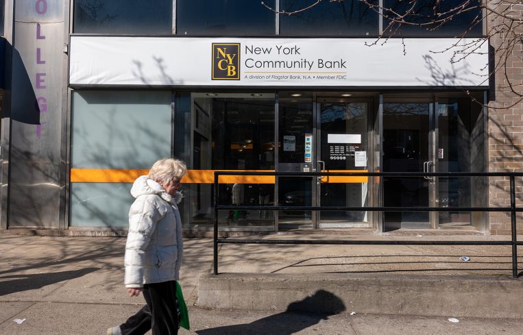 A New York Community Bank stands in Brooklyn, N.Y.