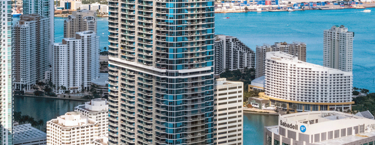 Panorama Tower rises 85 stories and is considered the tallest residential tower on the East Coast south of New York. 