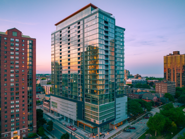 The Ascent MKE, a 25-story, 259 unit luxury apartment building in downtown Milwaukee.