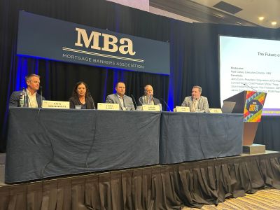 Panelists during at the MBA CREF session “The Future of the Office Sector” at the Manchester Grand Hyatt San Diego.