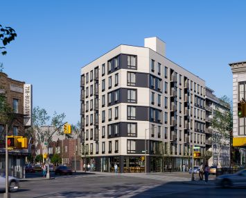 A seven-story building in Brooklyn.