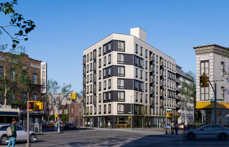 A seven-story building in Brooklyn.