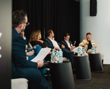 (l-r) Manuel Crespo, Carlos Melo, Lissette Calderon, Joe Berko, Erik Rutter and Eugene Rutenberg.
