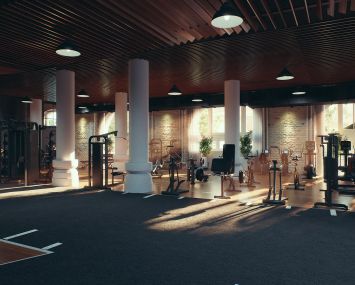 A room with exercise equipment.