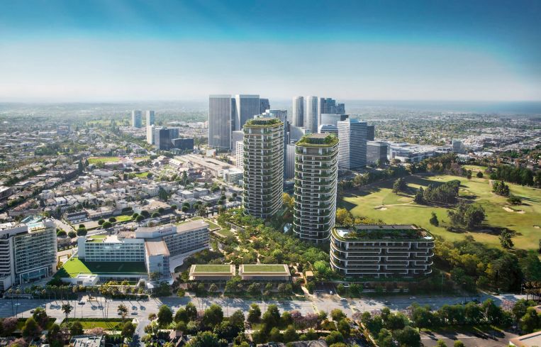 One Beverly Hills will feature a 10-acre “garden oasis” that will help integrate the development with the iconic Beverly Hilton and Waldorf Astoria at the intersection of Wilshire and Santa Monica boulevards.