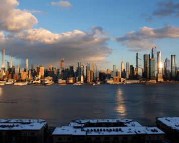 The Hudson River and New York City skyline.