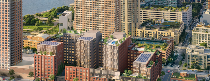 A birds eye view of residential development in Queens.