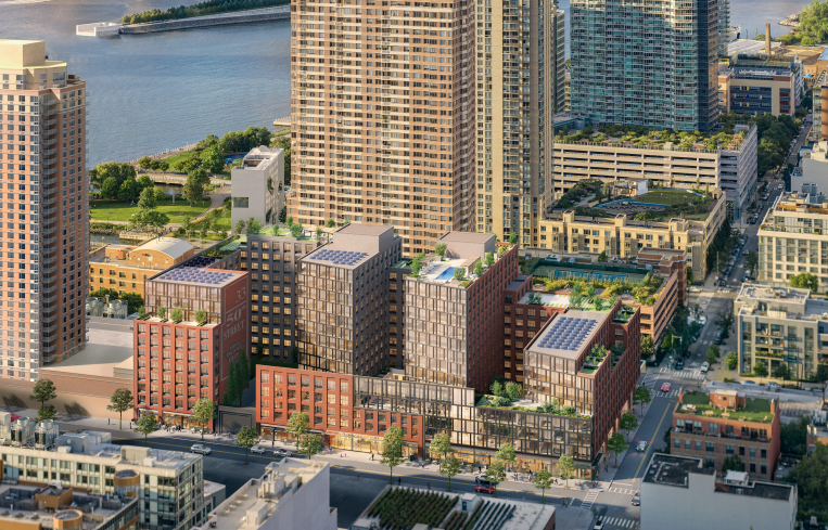 A birds eye view of residential development in Queens.