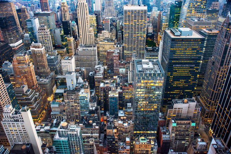 Aerial view of midtown Manhattan.