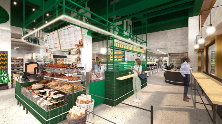 A grocery store rendering.